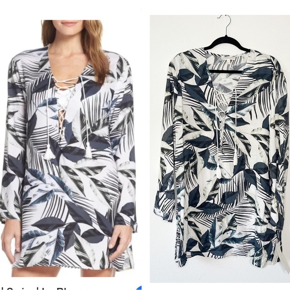 NWT La Blanca Women's Moment Of Zen Printed Tunic Dress Swim Cover-Up Size Large - Picture 1 of 8